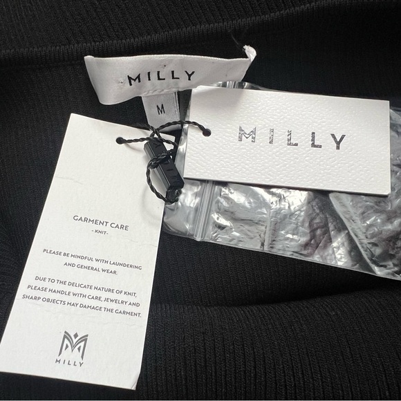 MILLY Metal Neck Trim Halter Top Black Size M - Picture 5 of 6